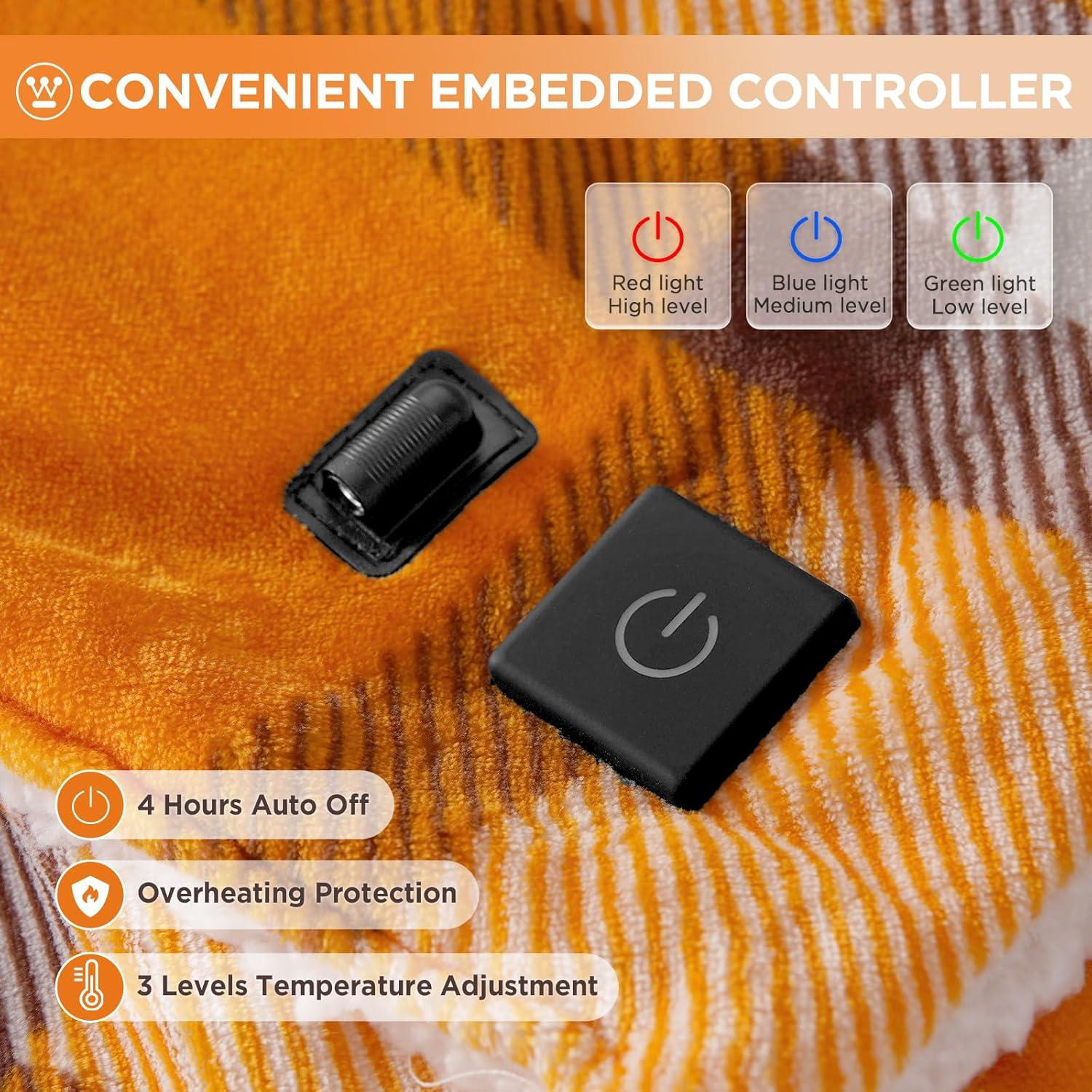 image:imageWestinghouse Heated Car Blanket 12Volt Electric Blanket for Car Truck SUV RV Portable Heated Throw for Camping Red Buffalo Plaid 59 x 43Orange Plaid