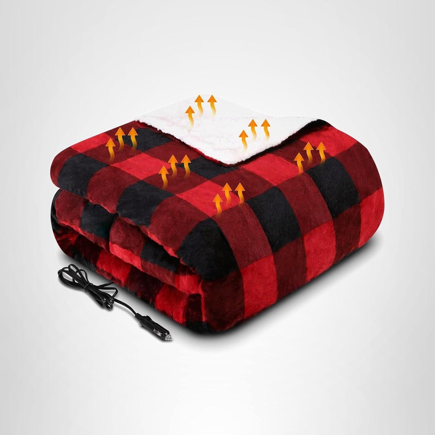 image:imageWestinghouse Heated Car Blanket 12Volt Electric Blanket for Car Truck SUV RV Portable Heated Throw for Camping Red Buffalo Plaid 59 x 43Red Buffalo Plaid