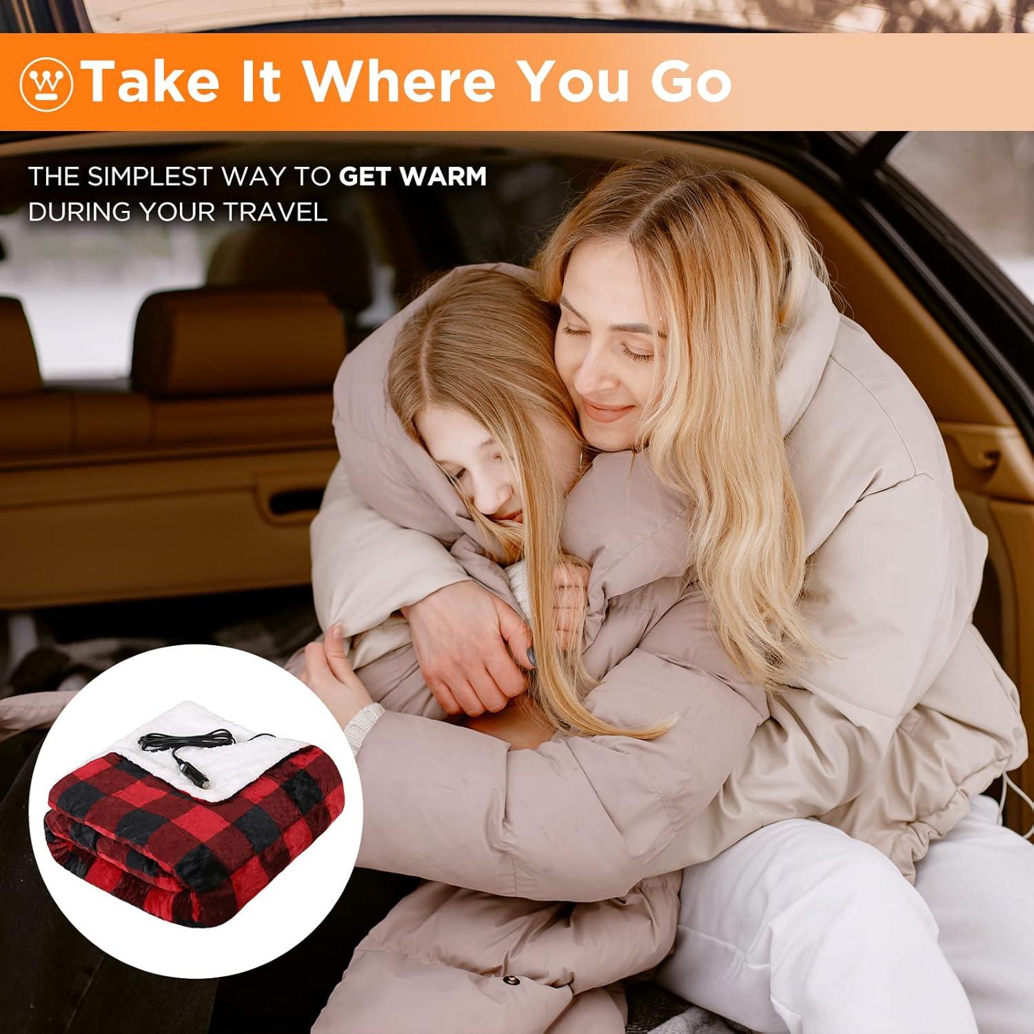 image:imageWestinghouse Heated Car Blanket 12Volt Electric Blanket for Car Truck SUV RV Portable Heated Throw for Camping Red Buffalo Plaid 59 x 43Red Buffalo Plaid