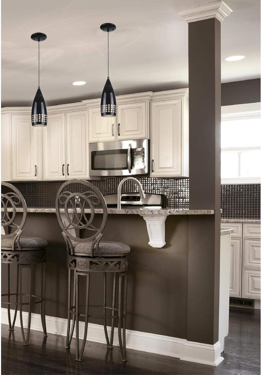 image:imageWestinghouse Lighting 6101300 Contemporary OneLight Adjustable Mini Pendant with Perforated Metal Shade Brushed Nickel FinishBlack