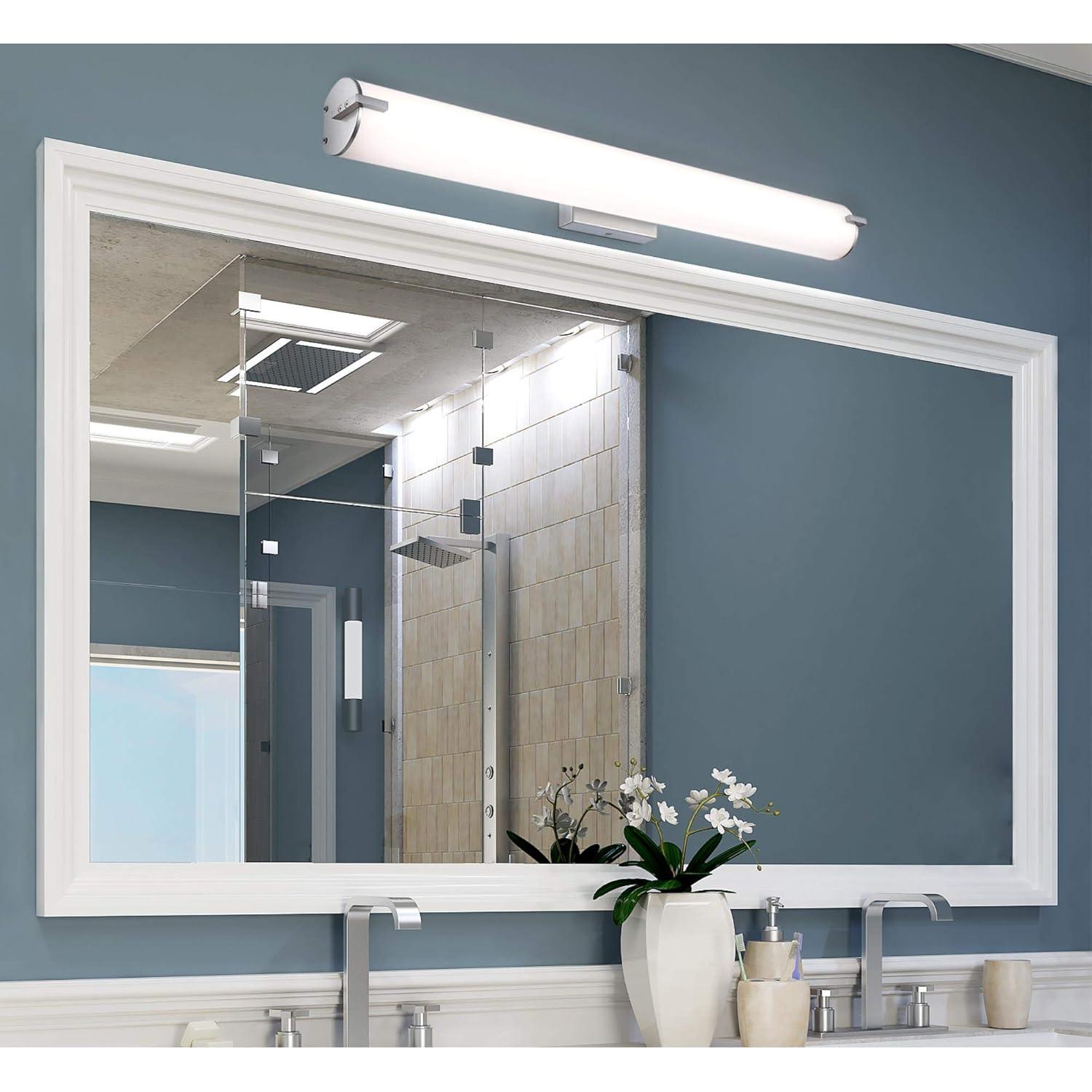 image:imageWestinghouse Lighting 6112200 Ashwin Transitional OneLight 30 Watt Dimmable LED Indoor Wall Fixture with Color Temperature Selection Brushed Nickel Finish White Frosted Shade