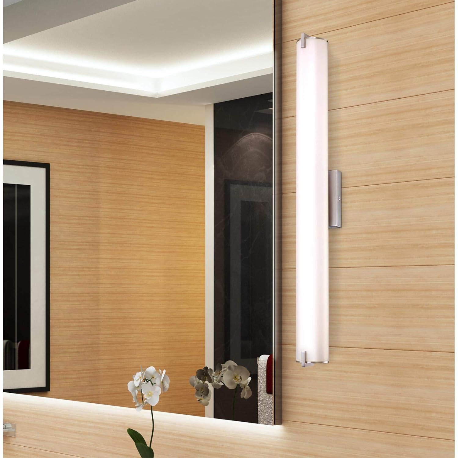 image:imageWestinghouse Lighting 6112200 Ashwin Transitional OneLight 30 Watt Dimmable LED Indoor Wall Fixture with Color Temperature Selection Brushed Nickel Finish White Frosted Shade