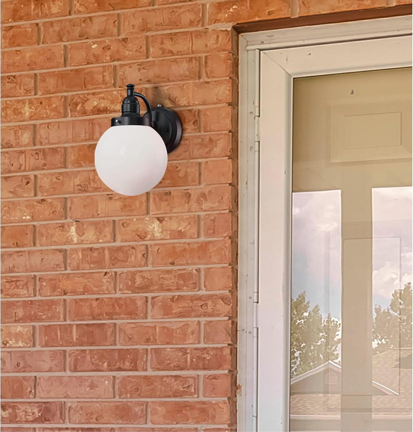image:imageWestinghouse Lighting 6121400 Eddystone Traditional One Light Outdoor Wall Fixture with Dusk to Dawn Sensor Matte Black Finish White Opal GlassMatte Black with Dusk to Dawn Sensor
