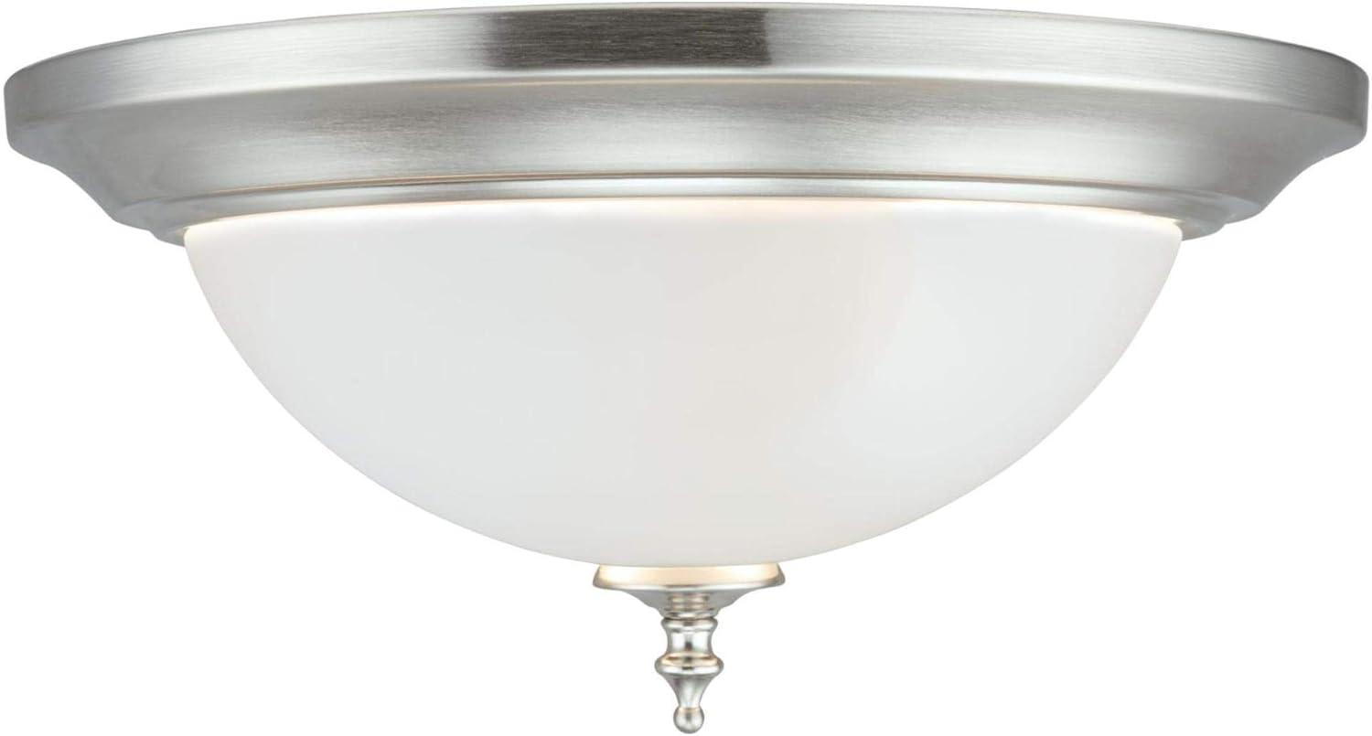 image:imageWestinghouse Lighting 6304800 Harwell TwoLight Indoor Flush Mount Amber Bronze Finish with Frosted Glass RubbedBrushed Nickel
