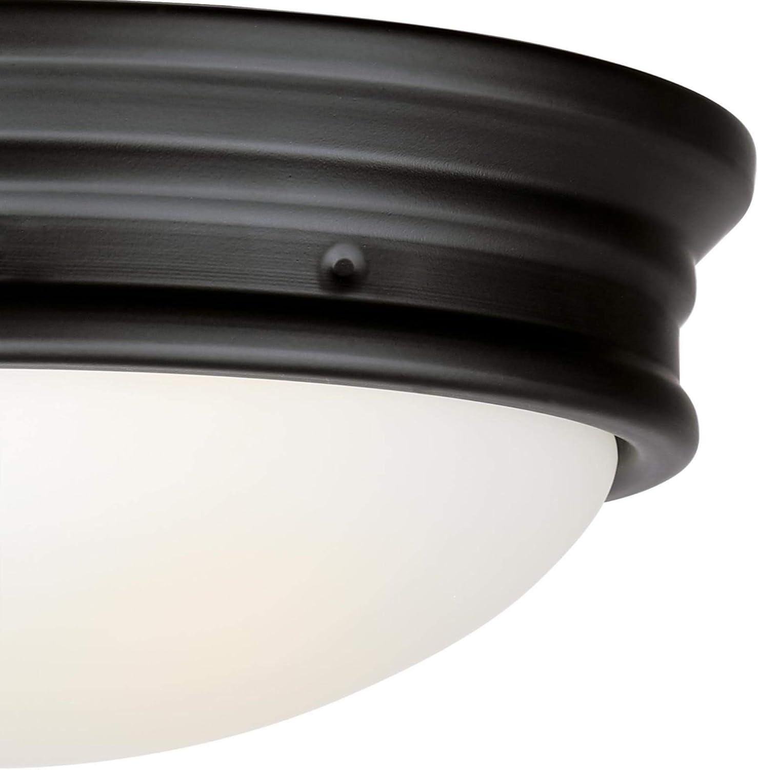 image:imageWestinghouse Lighting 6324100 Meadowbrook TwoLight Indoor FlushMount Ceiling Fixture Matte Black Finish with Frosted GlassOilRubbed Bronze