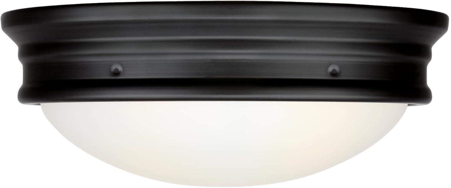 image:imageWestinghouse Lighting 6324100 Meadowbrook TwoLight Indoor FlushMount Ceiling Fixture Matte Black Finish with Frosted GlassOilRubbed Bronze