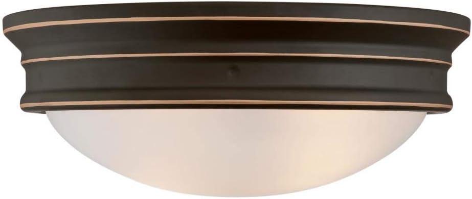 image:imageWestinghouse Lighting 6324100 Meadowbrook TwoLight Indoor FlushMount Ceiling Fixture Matte Black Finish with Frosted GlassOilRubbed Bronze