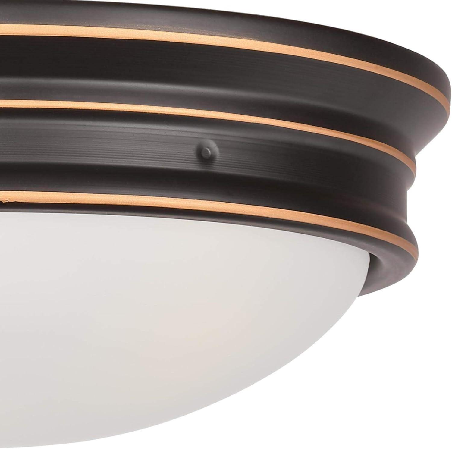 image:imageWestinghouse Lighting 6324100 Meadowbrook TwoLight Indoor FlushMount Ceiling Fixture Matte Black Finish with Frosted GlassOilRubbed Bronze