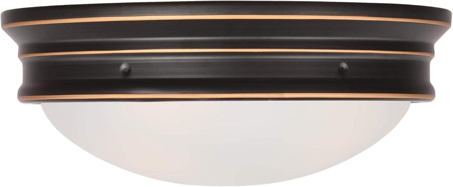 image:imageWestinghouse Lighting 6324100 Meadowbrook TwoLight Indoor FlushMount Ceiling Fixture Matte Black Finish with Frosted GlassOilRubbed Bronze