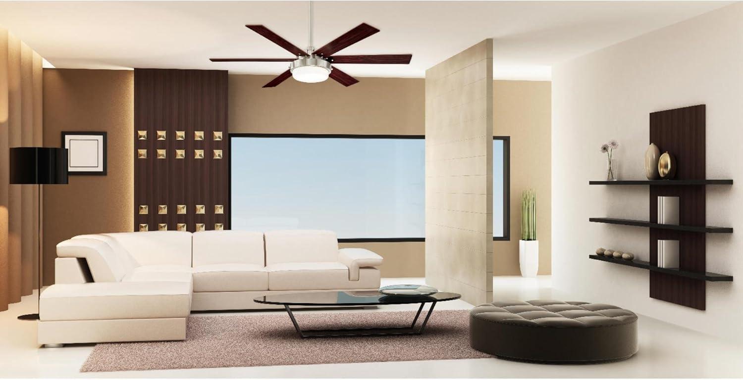 image:imageWestinghouse Lighting 7205100 Alloy II Modern LED Ceiling Fan with Light 52inch Brushed Nickel Opal Frosted GlassBrushed Nickel