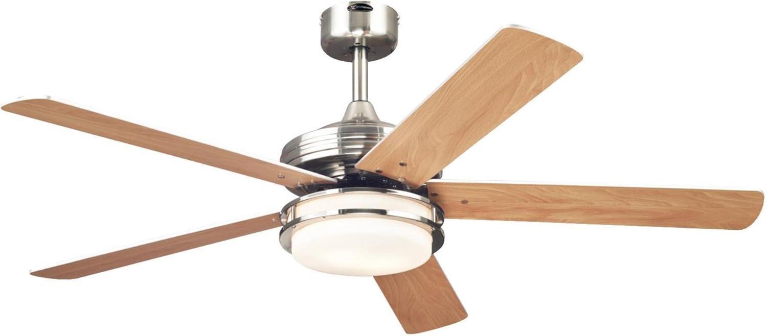 image:imageWestinghouse Lighting 7209100 Transitional Castle LED 52 inch Brushed Nickel Indoor Ceiling Fan LED Light Kit with Opal Frosted GlassWith LED Bulbs
