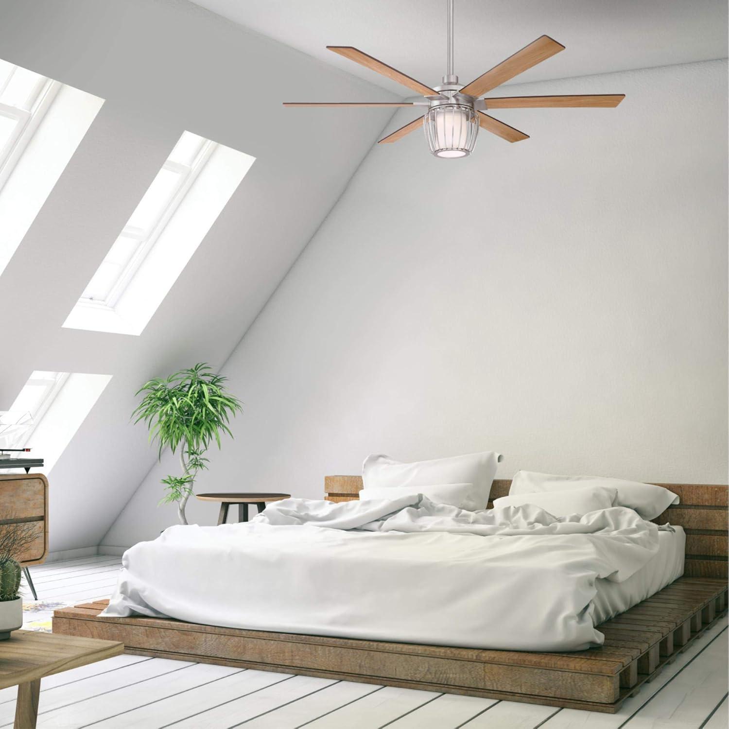 image:imageWestinghouse Lighting 7225000 WILLA Ceiling Fan with Light and Remote Control 60 Inch Brushed Nickel