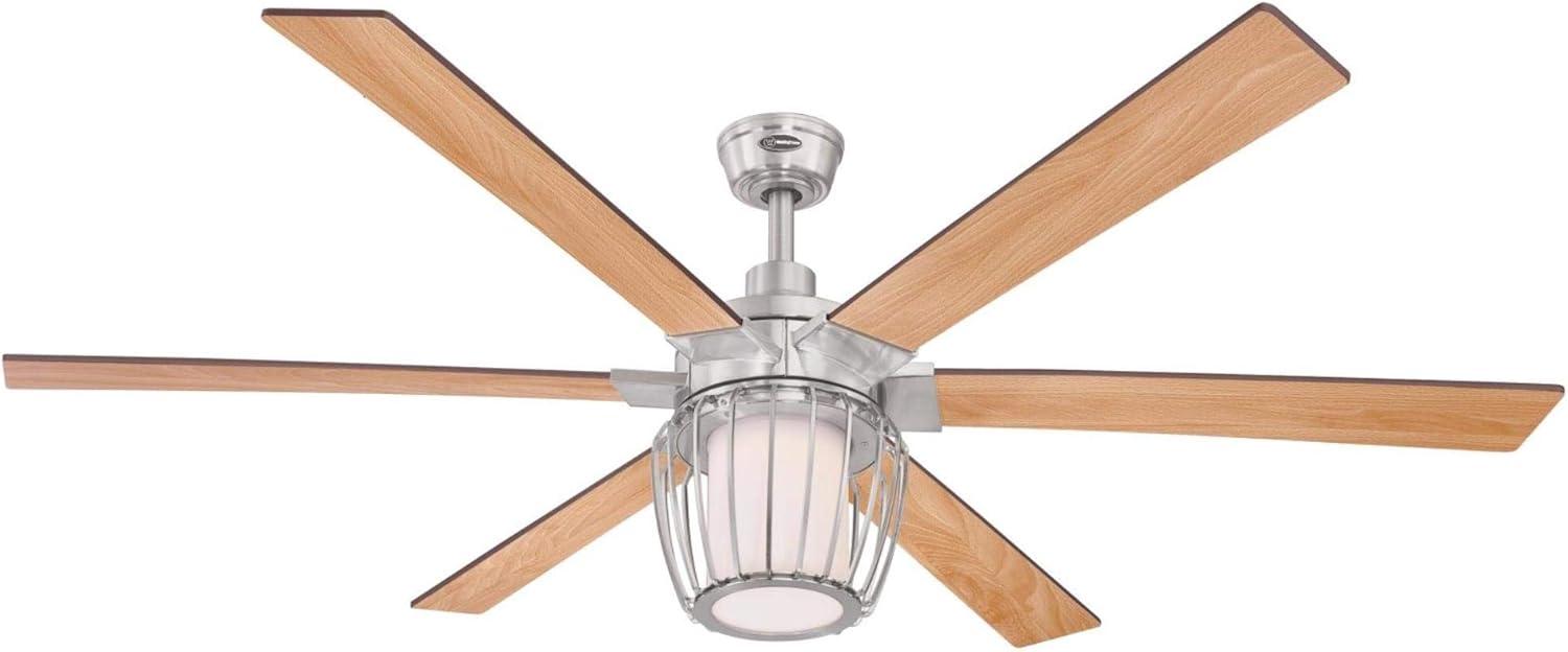 image:imageWestinghouse Lighting 7225000 WILLA Ceiling Fan with Light and Remote Control 60 Inch Brushed Nickel