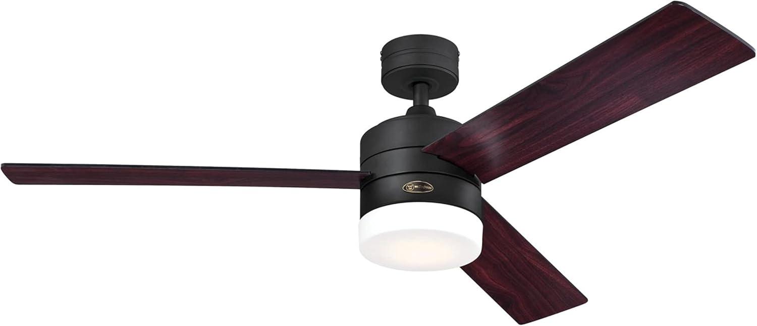 image:imageWestinghouse Lighting 74006A00 Modern Alta Vista Works with Alexa Smart WiFi Ceiling Fan with LED Light Remote Control 52 Inch Matte Black Finish Opal Frosted Glass A Certified for Humans DeviceMatte Black