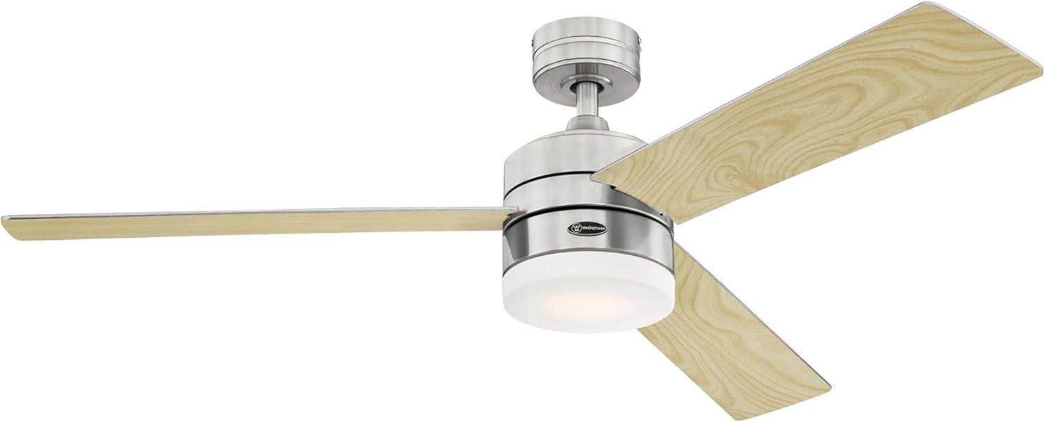 image:imageWestinghouse Lighting 74006A00 Modern Alta Vista Works with Alexa Smart WiFi Ceiling Fan with LED Light Remote Control 52 Inch Matte Black Finish Opal Frosted Glass A Certified for Humans DeviceBrushed Nickel