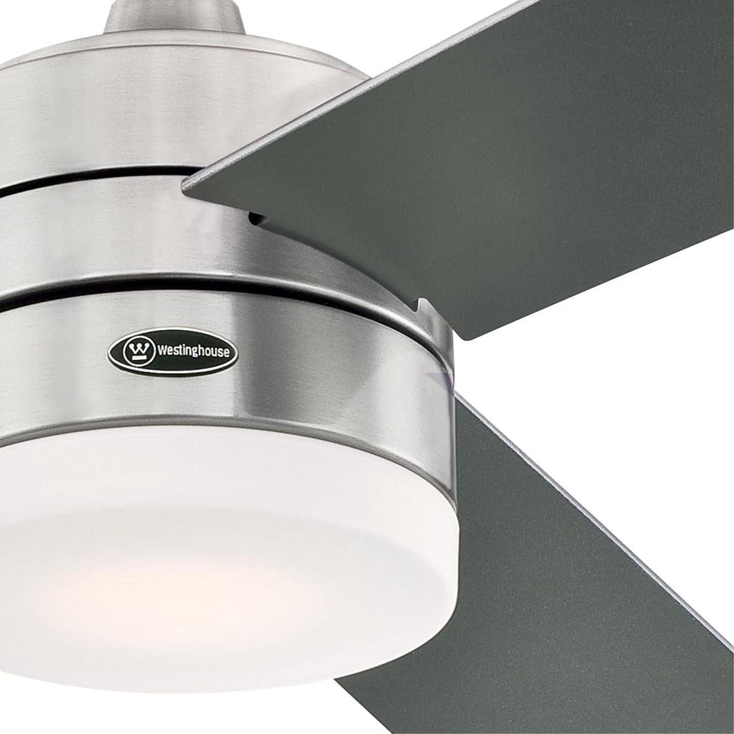 image:imageWestinghouse Lighting 74006A00 Modern Alta Vista Works with Alexa Smart WiFi Ceiling Fan with LED Light Remote Control 52 Inch Matte Black Finish Opal Frosted Glass A Certified for Humans DeviceBrushed Nickel