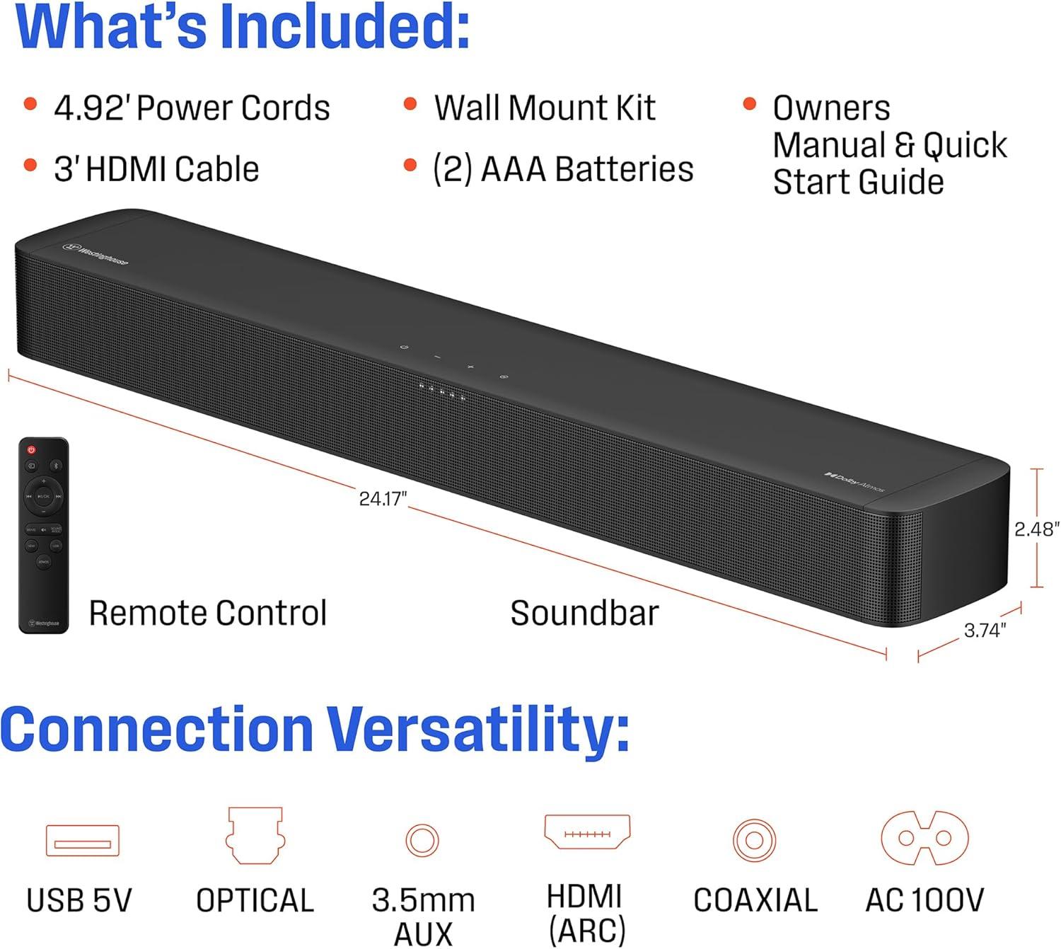 image:imageWestinghouse QLED TV and 20 Compact Mini Sound Bar 50 Inch Smart Television and 120W Surround Sound System