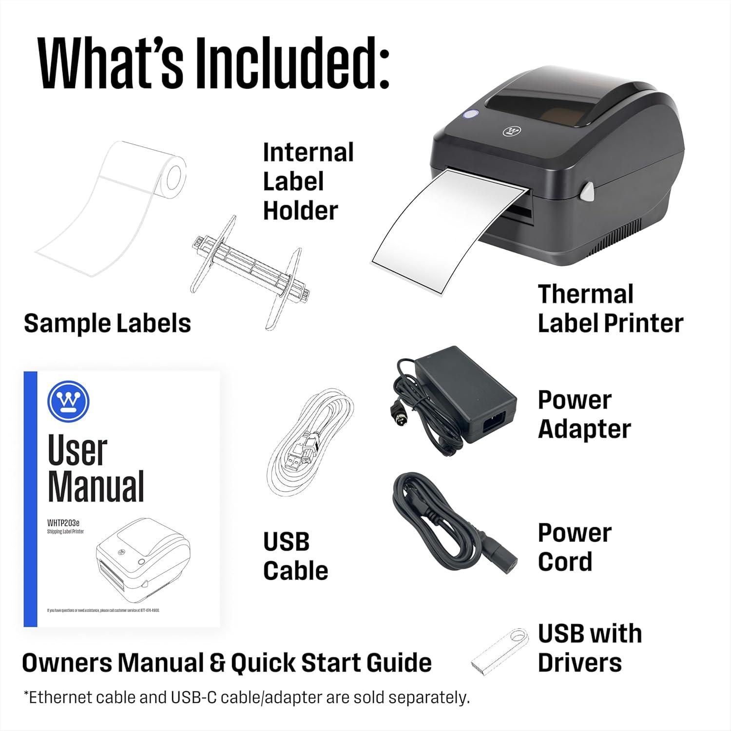 image:imageWestinghouse Thermal Shipping Label Printer USB 4x6 Label Commercial Grade Compatible with USPS UPS FedEx eBay Shopify Amazon amp More Desktop Label Printer for Packages Includes Sample Labels