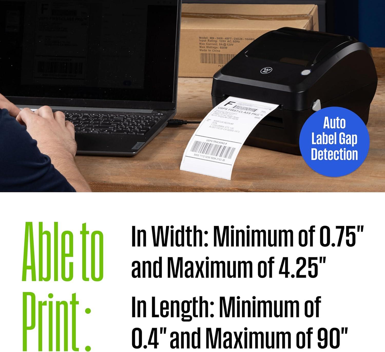 image:imageWestinghouse Thermal Shipping Label Printer USB 4x6 Label Commercial Grade Compatible with USPS UPS FedEx eBay Shopify Amazon amp More Desktop Label Printer for Packages Includes Sample Labels