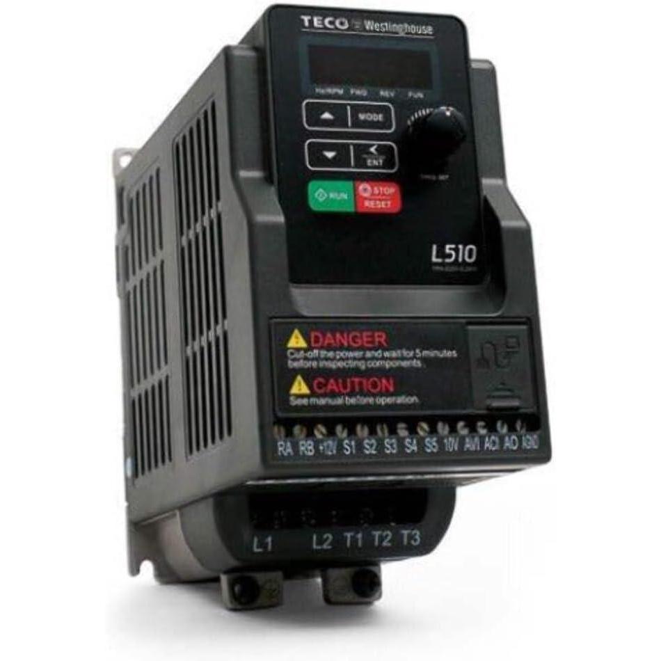 image:imageTeco Variable Frequency Drive 1 HP 115 Volts 1 Phase Input 230 Volts 3 Phase Output L510101H1 VFD Inverter for AC motor control
