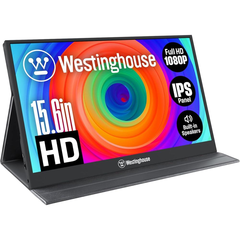 image:imageWestinghouse 156 Inch Portable Monitor for Laptop amp Travel 1080p 60Hz IPS Display Full HD Screen with Magnetic Protective Cover Built in Speakers 1x Mini HDMI 1x USB TypeC