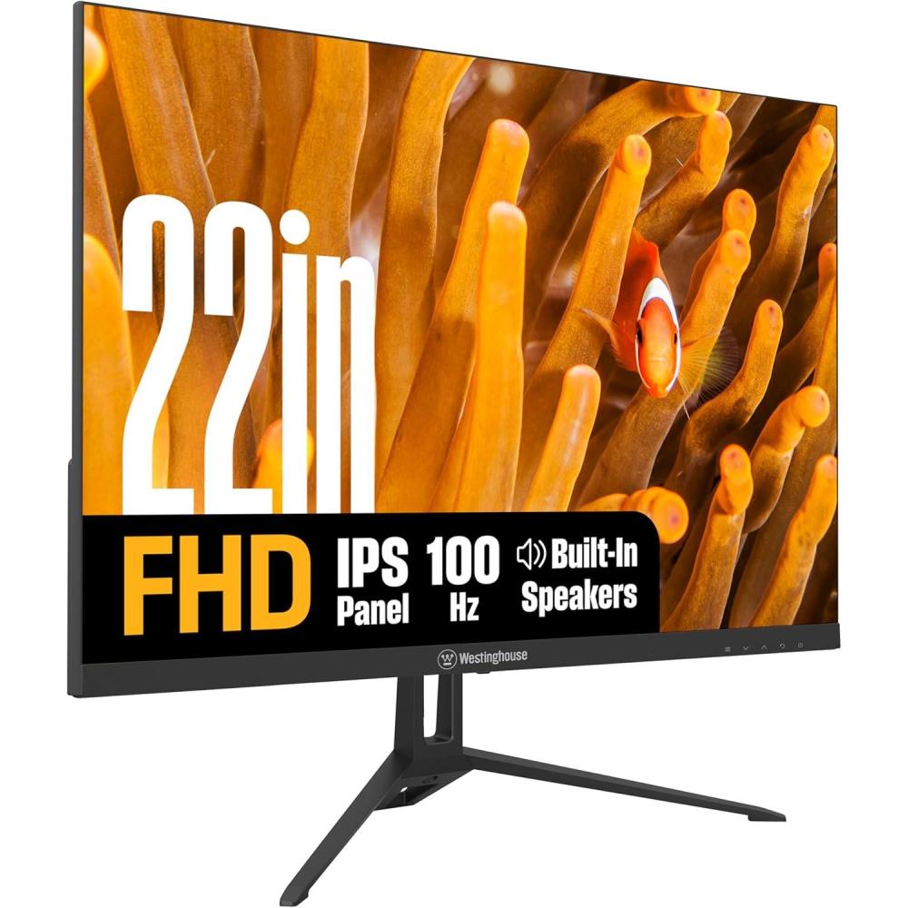 image:imageWestinghouse 22 Inch Computer Monitor 100Hz 1080p Full HD IPS Display Adaptive Sync Blue Light Protection Home Office PC Screens with Built in Speakers HDMI VGA for Work amp Productivity22 Inch