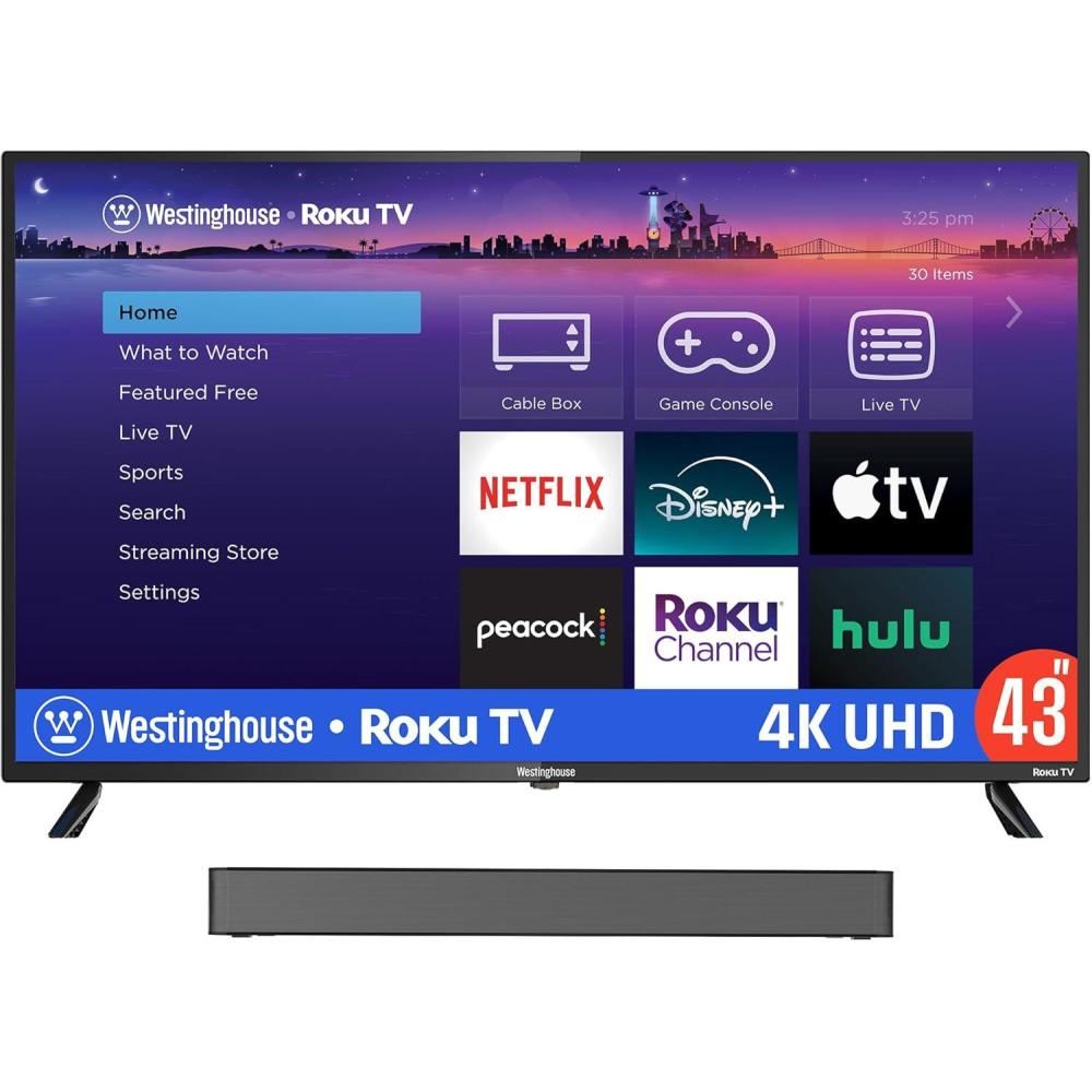 image:imageWestinghouse 4K 43 Inch TV and 20 Compact Mini Sound Bar