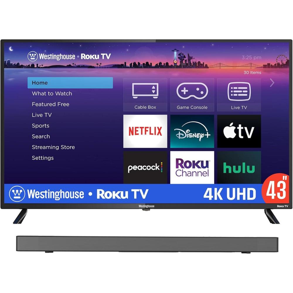 image:imageWestinghouse 4K 43 Inch TV and 312 AllinOne Soundbar