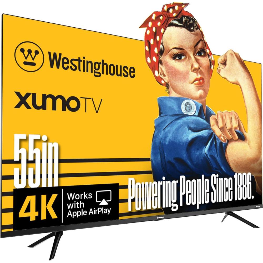 image:imageWestinghouse 55inch Smart TV 4K UHD Xumo TV w HDR10 Voice Remote Dolby Vision Dolby Atmos Edgeless Flat Screen LED Television wBluetooth Apple AirPlay WiFi amp Mobile Connectivity55 Inch  UHD