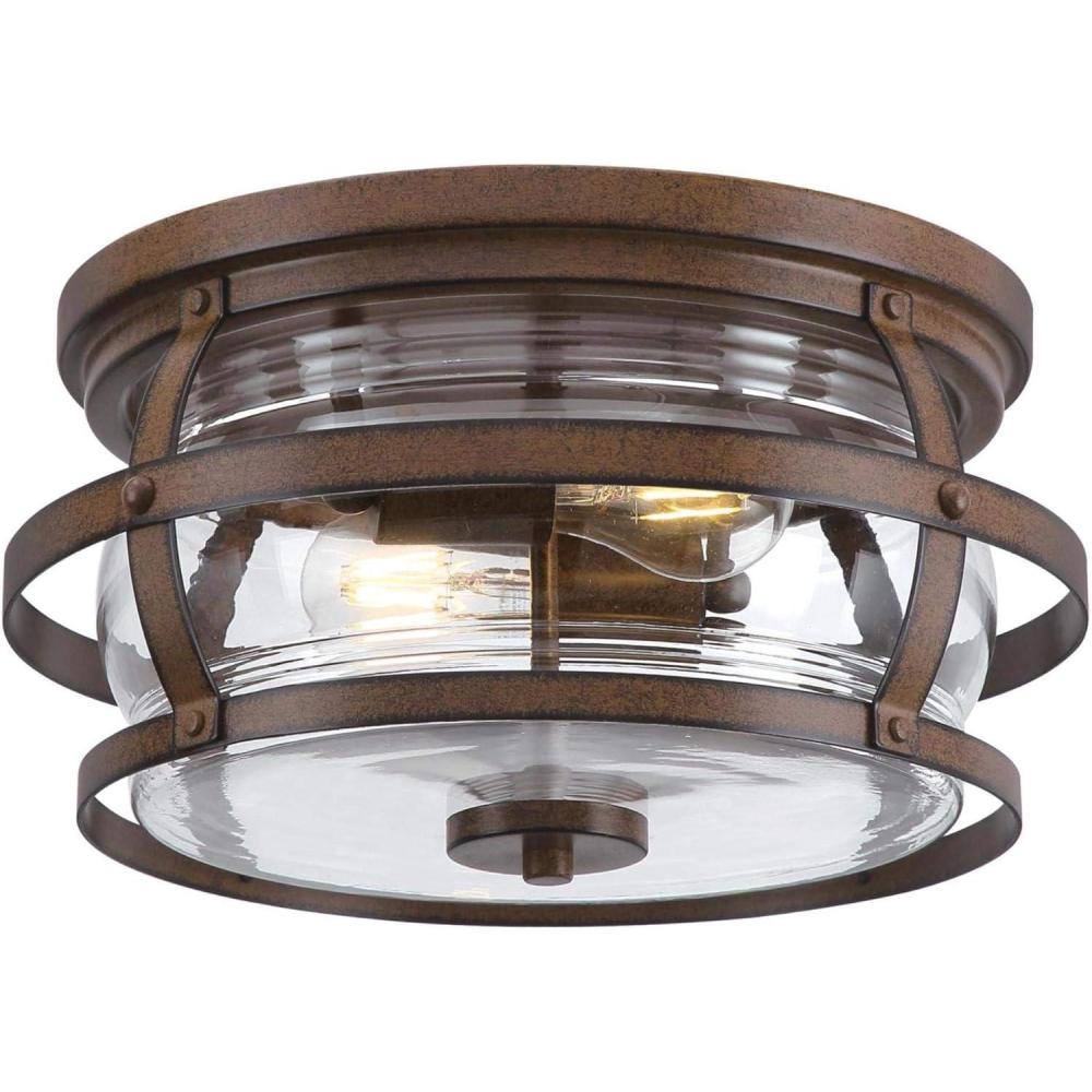 image:imageWestinghouse 6112600 Weatherby 14 Inch RusticArts amp Crafts TwoLight Outdoor Flush Mount Ceiling Light Barnwood Finish Clear Glass bronzeBarnwood Bronze