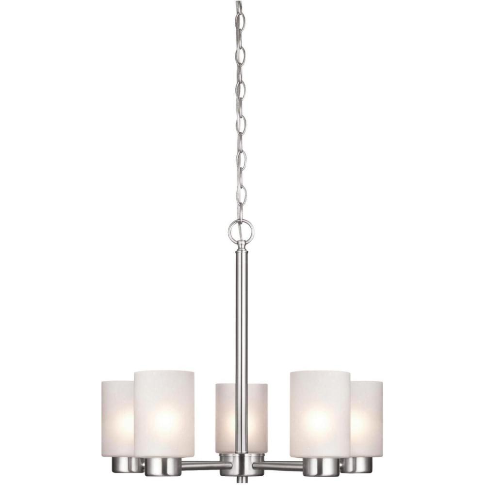 image:imageWestinghouse 6115300 Sylvestre Transitional FiveLight Indoor Chandelier Matte Black Finish Clear GlassBrushed Nickel