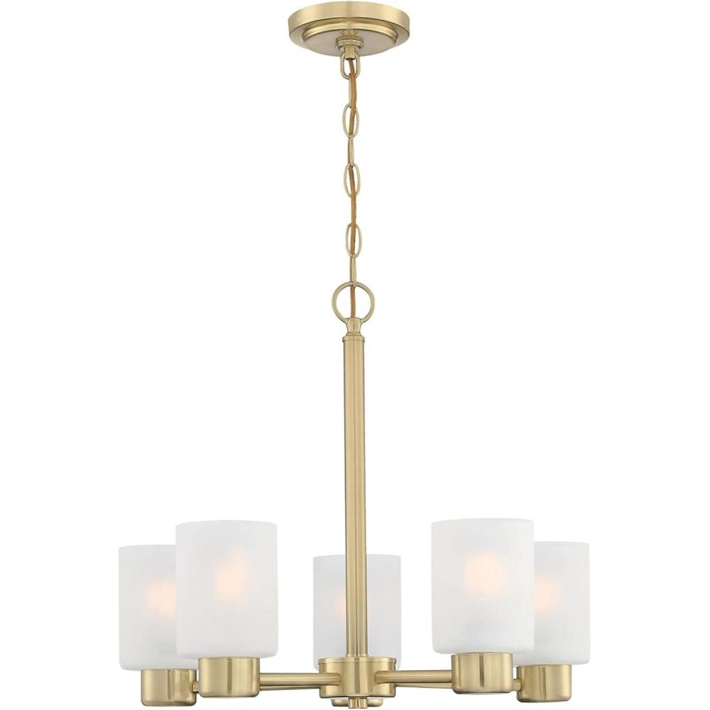 image:imageWestinghouse 6115300 Sylvestre Transitional FiveLight Indoor Chandelier Matte Black Finish Clear GlassChampagne Brass