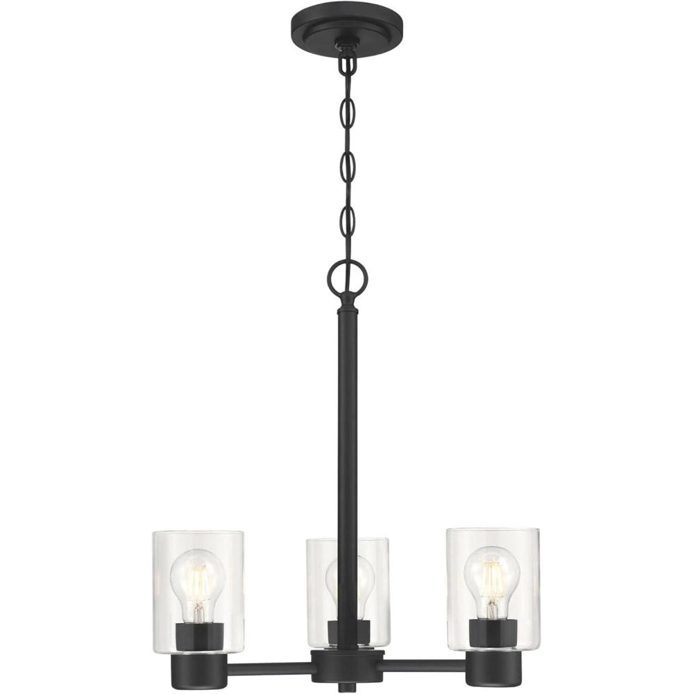 image:imageWestinghouse 6115400 Sylvestre Transitional ThreeLight Indoor Chandelier Matte Black Finish Clear GlassMatte Black
