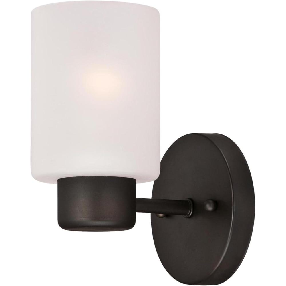 image:imageWestinghouse 6115500 Sylvestre Transitional OneLight Indoor Wall Light Fixture Matte Black Finish Clear GlassOilRubbed Bronze