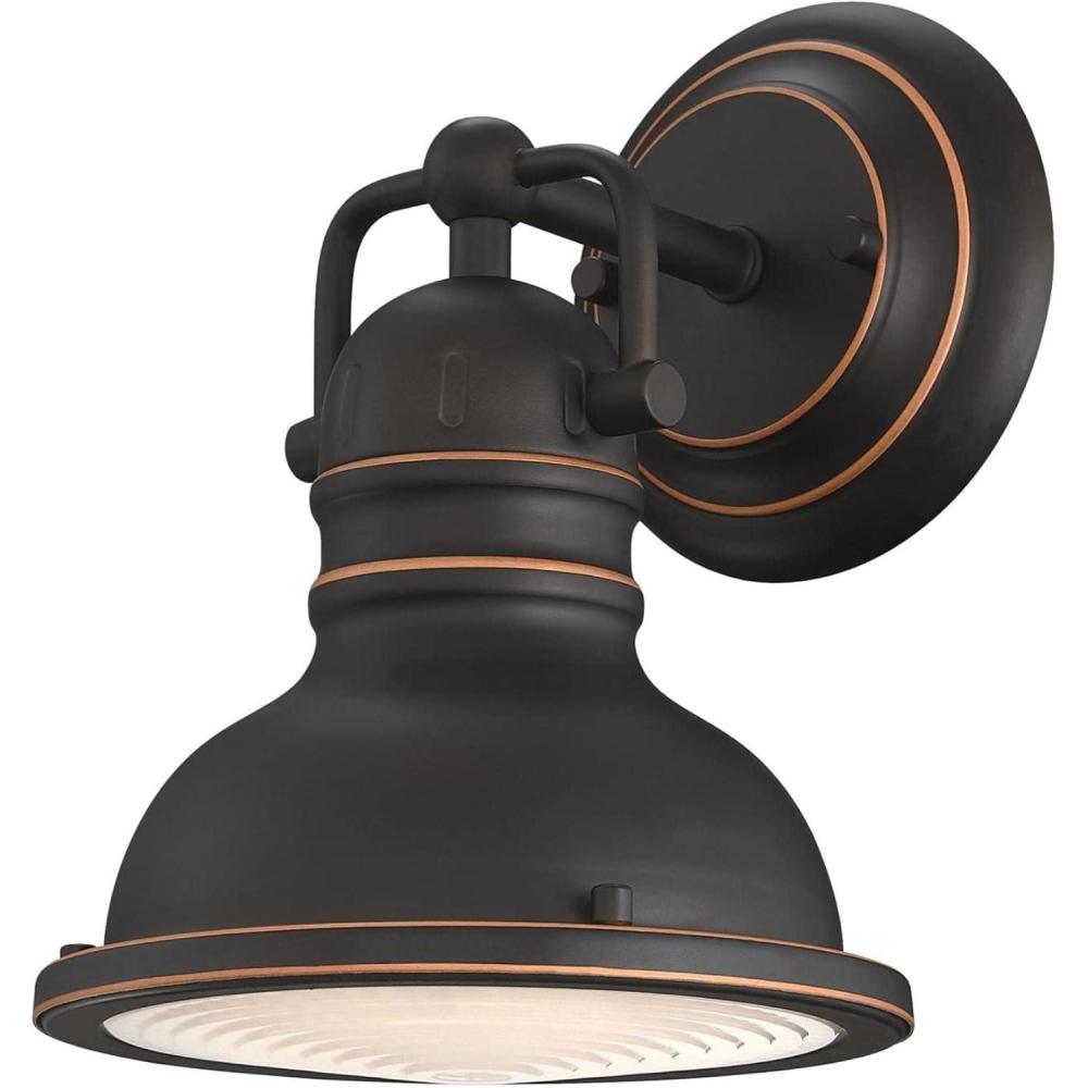 image:imageWestinghouse 6116100 Boswell VintageStyle OneLight Indoor Wall Light Fixture Oil Rubbed Bronze Finish with Highlights Frosted Prismatic Acrylic Lens1Light