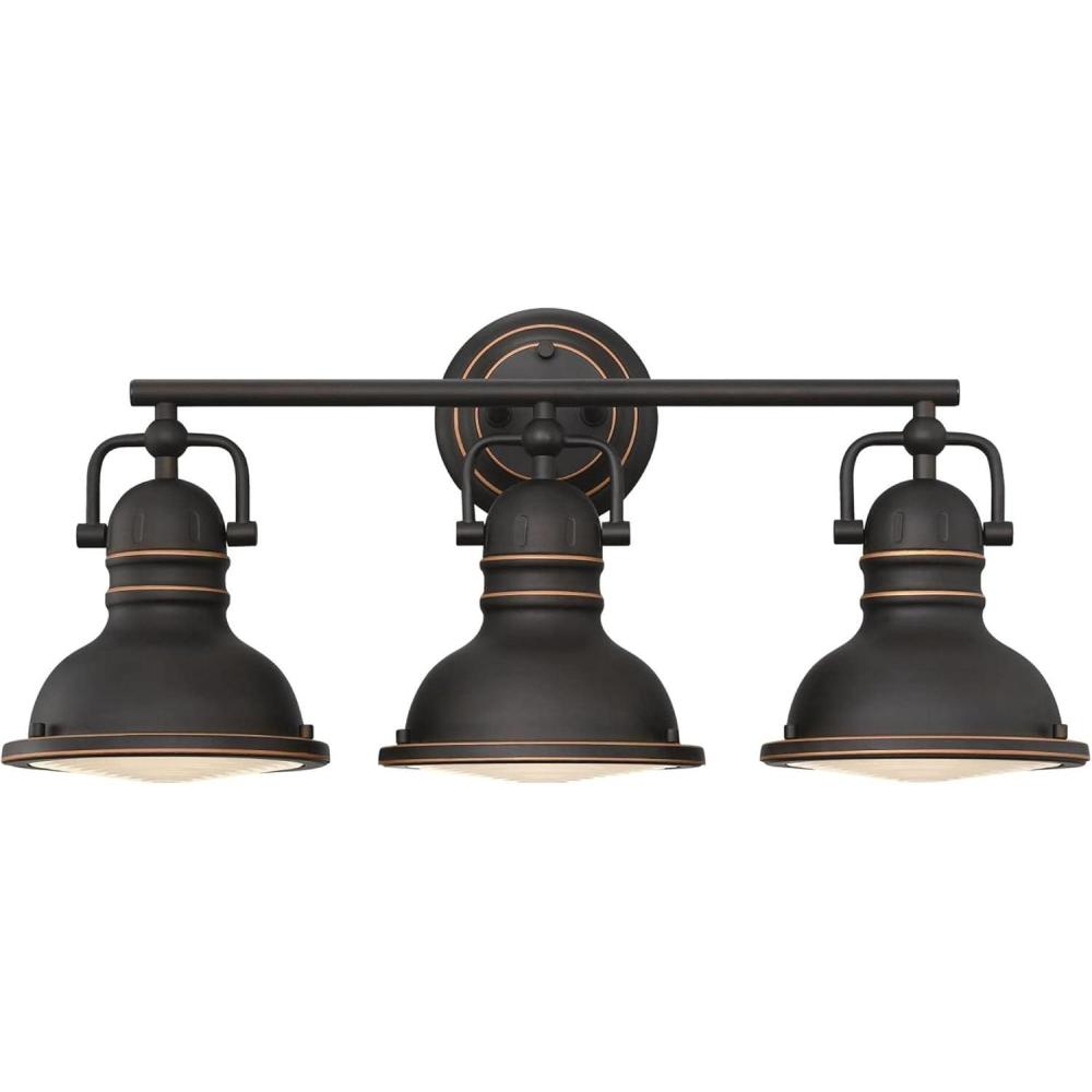 image:imageWestinghouse 6116100 Boswell VintageStyle OneLight Indoor Wall Light Fixture Oil Rubbed Bronze Finish with Highlights Frosted Prismatic Acrylic Lens3Light