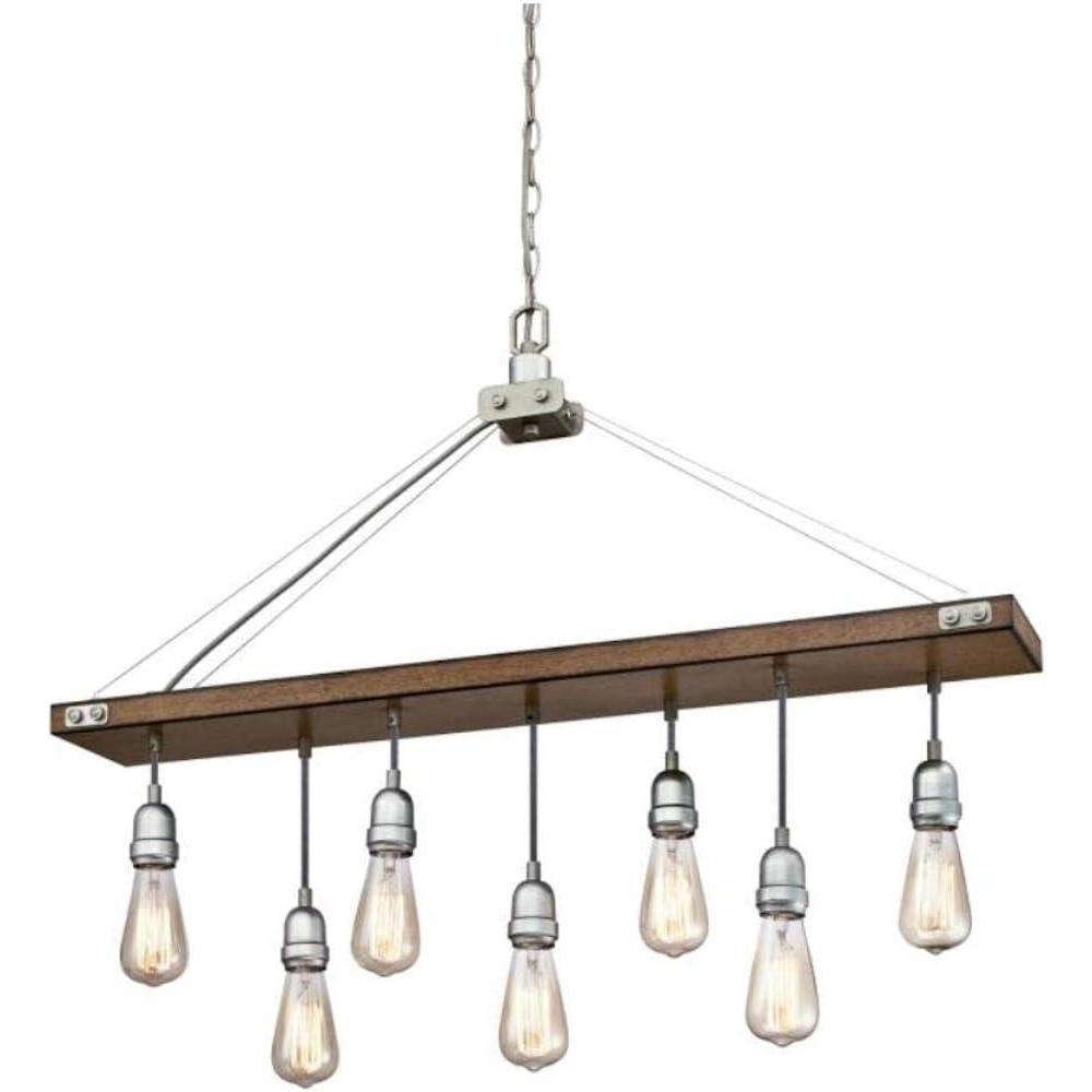 image:imageWestinghouse 6116400 Elway VintageStyle SevenLight Indoor Chandelier Antique Ash Finish with Matte Brushed Gun Metal AccentsBarnwood Galvanized Steel