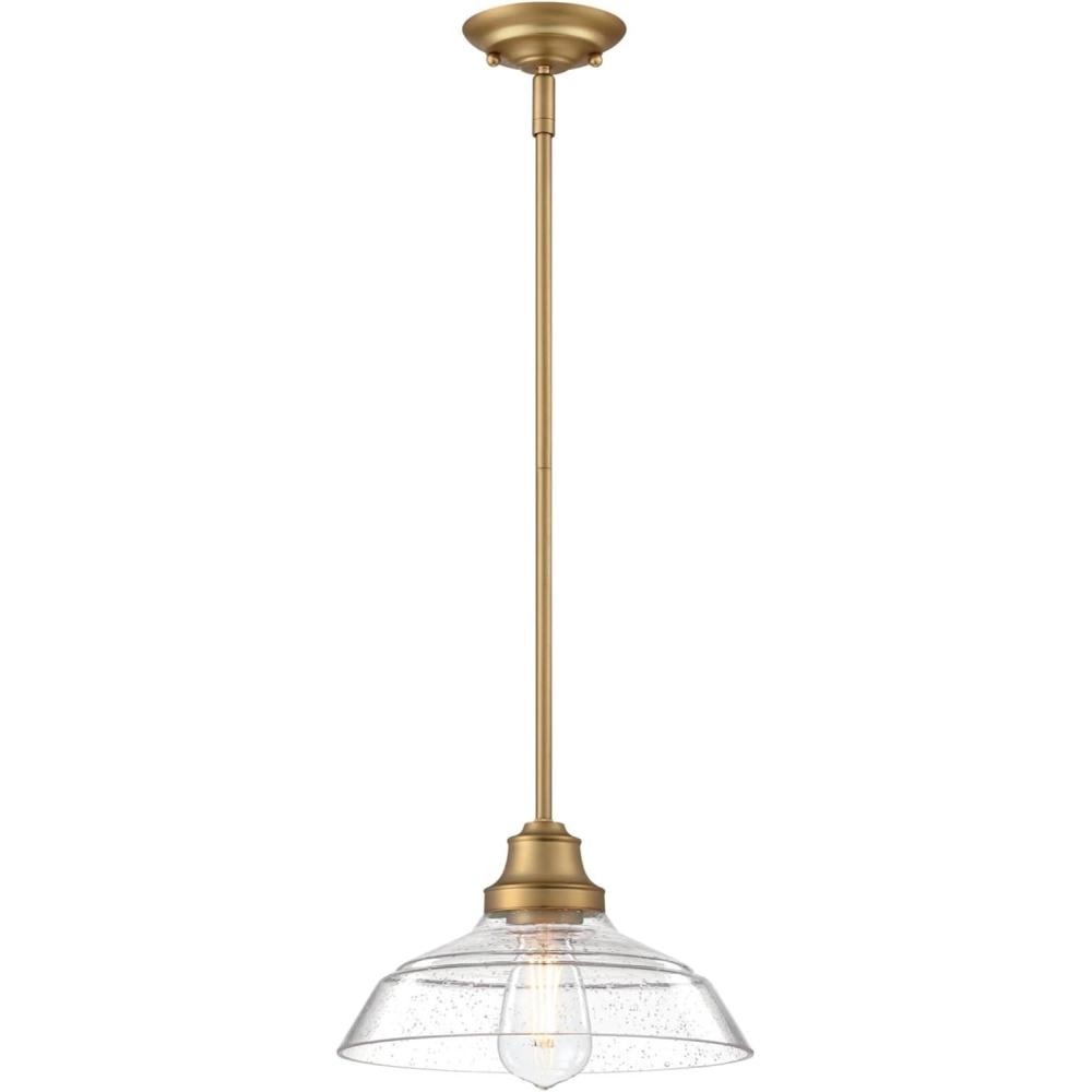 image:imageWestinghouse 6116600 Iron Hill VintageStyle OneLight Indoor Pendant Light Oil Rubbed Bronze Finish with Highlights Clear Seeded GlassClear Seeded Glass Shade