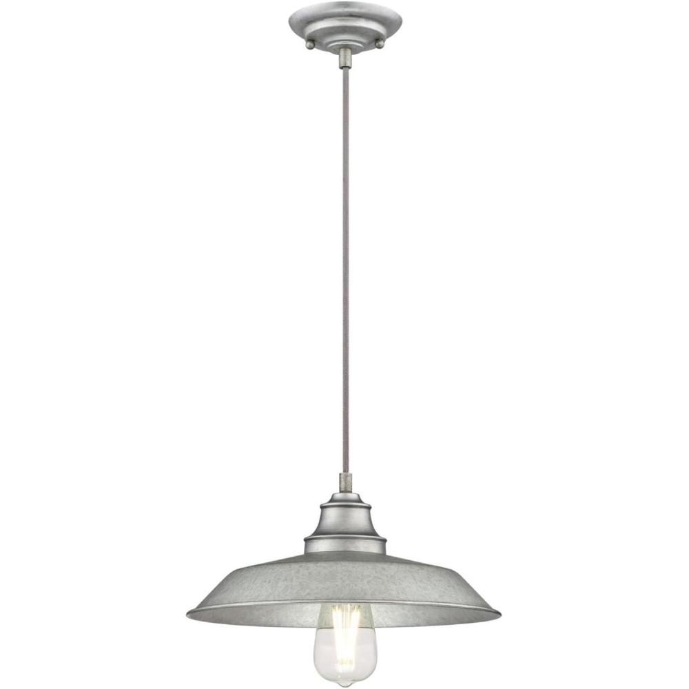 image:imageWestinghouse 6116600 Iron Hill VintageStyle OneLight Indoor Pendant Light Oil Rubbed Bronze Finish with Highlights Clear Seeded GlassGalvanized Steel