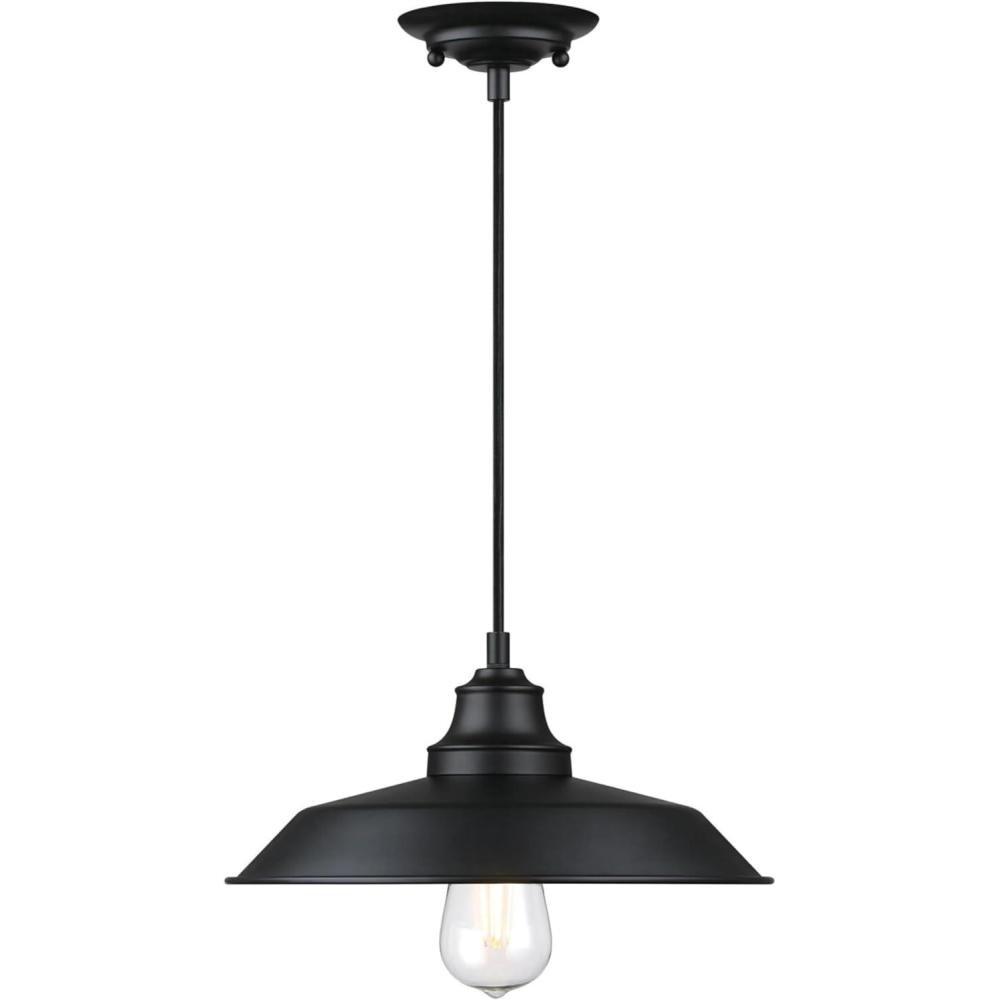 image:imageWestinghouse 6116600 Iron Hill VintageStyle OneLight Indoor Pendant Light Oil Rubbed Bronze Finish with Highlights Clear Seeded GlassMetal Shade