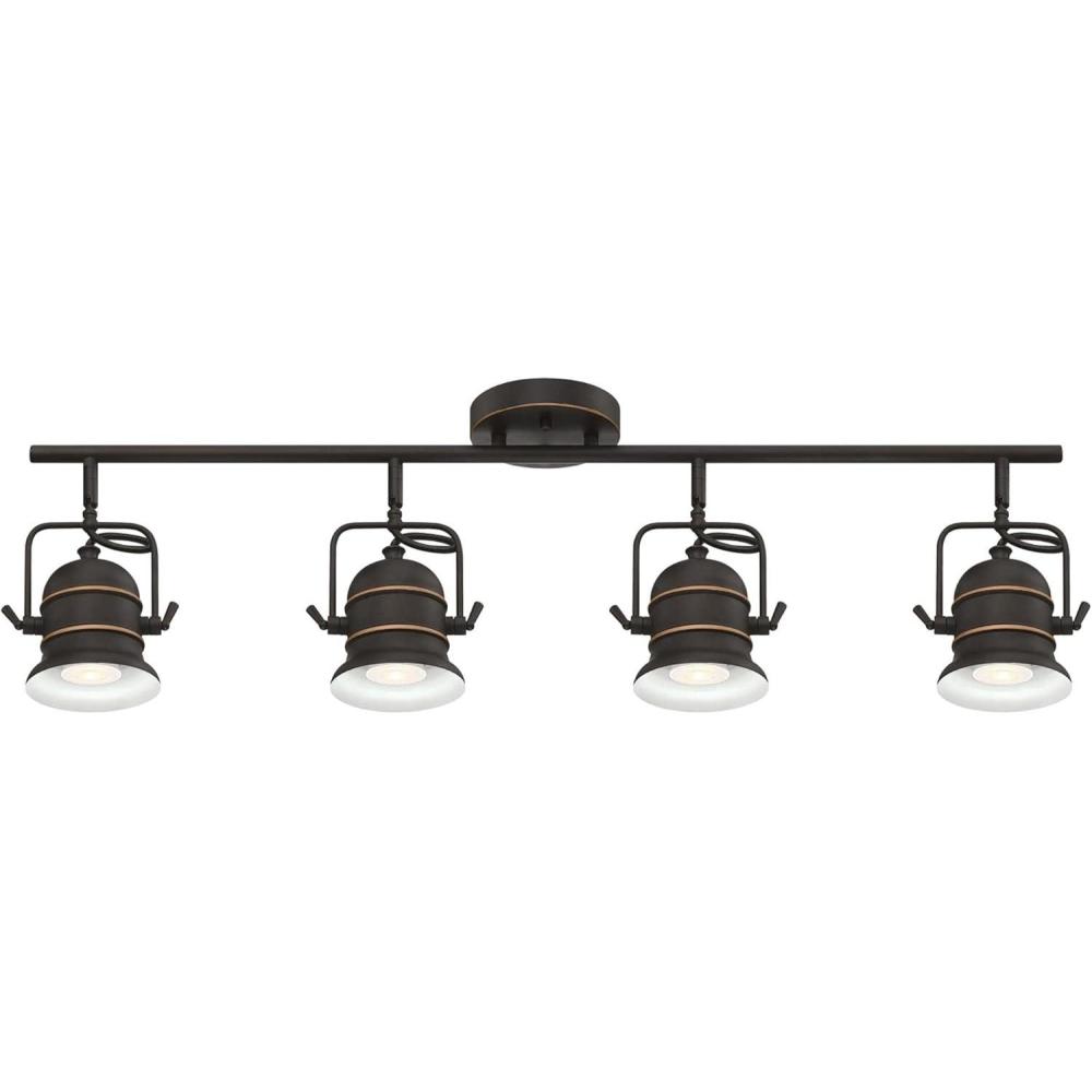 image:imageWestinghouse 6116800 Boswell VintageStyle FourLight Indoor Track Light Kit Oil Rubbed Bronze Finish with HighlightsMetal Shades