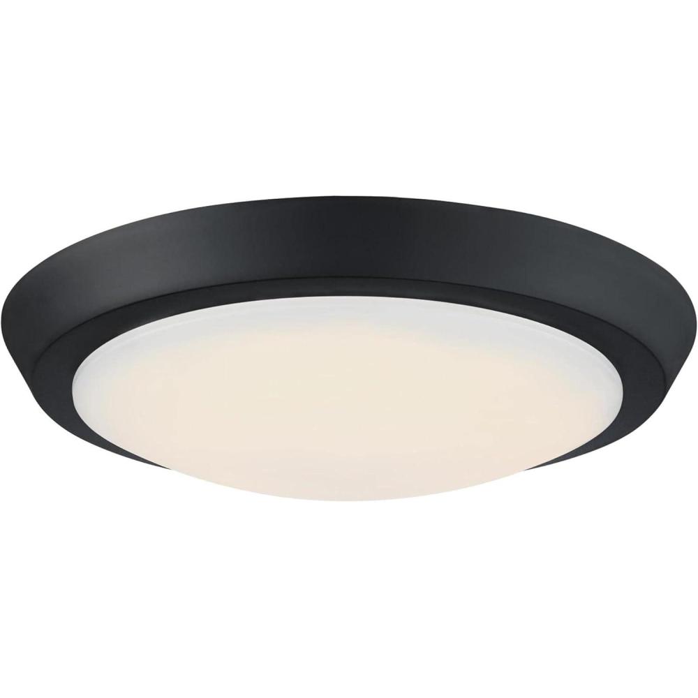 image:imageWestinghouse 6117400 Traditional OneLight 11 Inch 20 Watt LED Indoor Flush Mount Ceiling Light Fixture Matte Black Finish Acrylic Shade