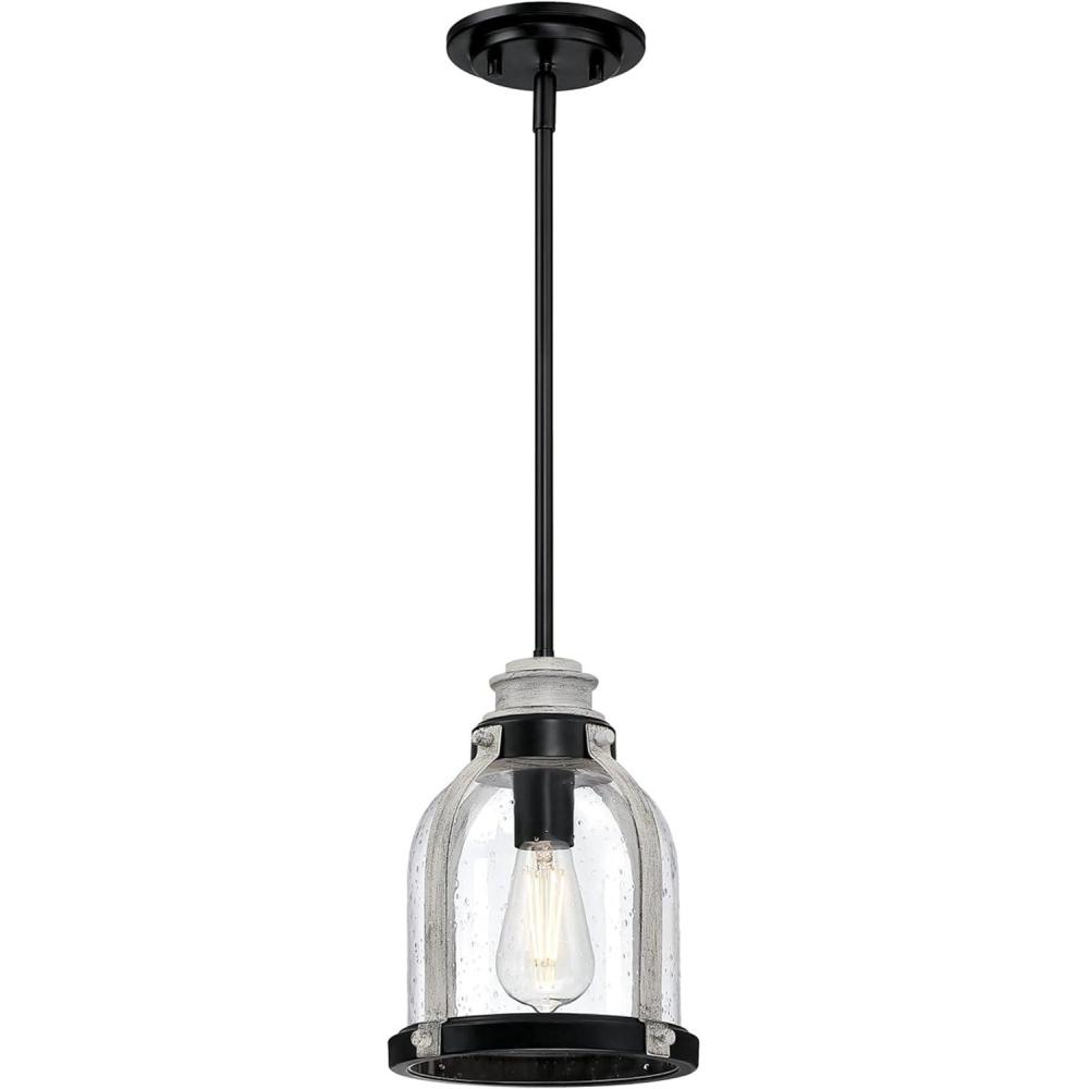 image:imageWestinghouse 6117800 Cindy VintageStyle OneLight Indoor Mini Pendant Light Brushed Nickel Finish Clear GlassMatte Black