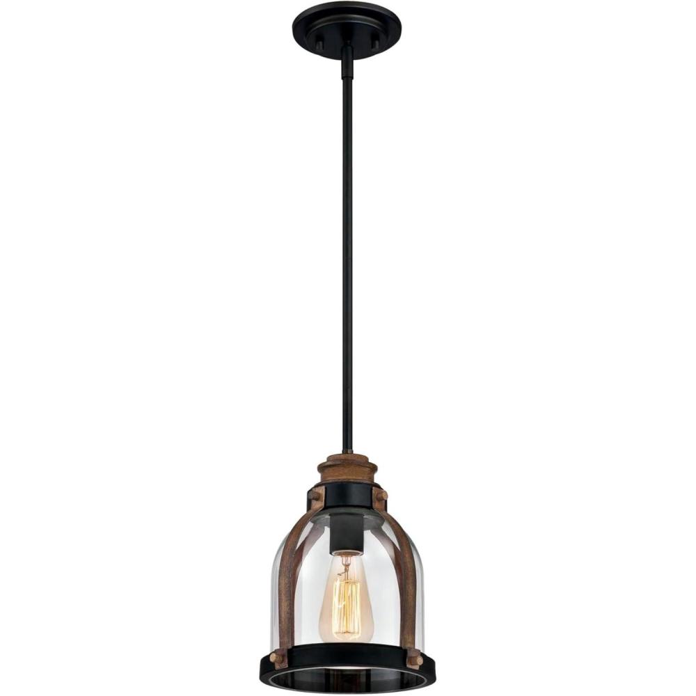 image:imageWestinghouse 6117800 Cindy VintageStyle OneLight Indoor Mini Pendant Light Brushed Nickel Finish Clear GlassOilRubbed Bronze
