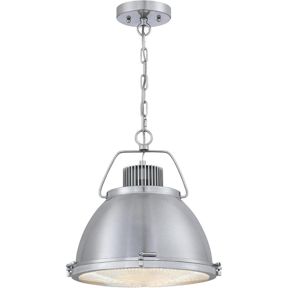 image:imageWestinghouse 6119400 Danzig VintageStyle OneLight Indoor Pendant Light Brushed Nickel Finish Clear Prismatic Lens