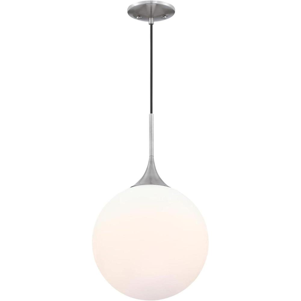 image:imageWestinghouse 6119500 Moretti Contemporary OneLight LED Indoor Pendant Light Brushed Nickel Finish Frosted Opal Glass