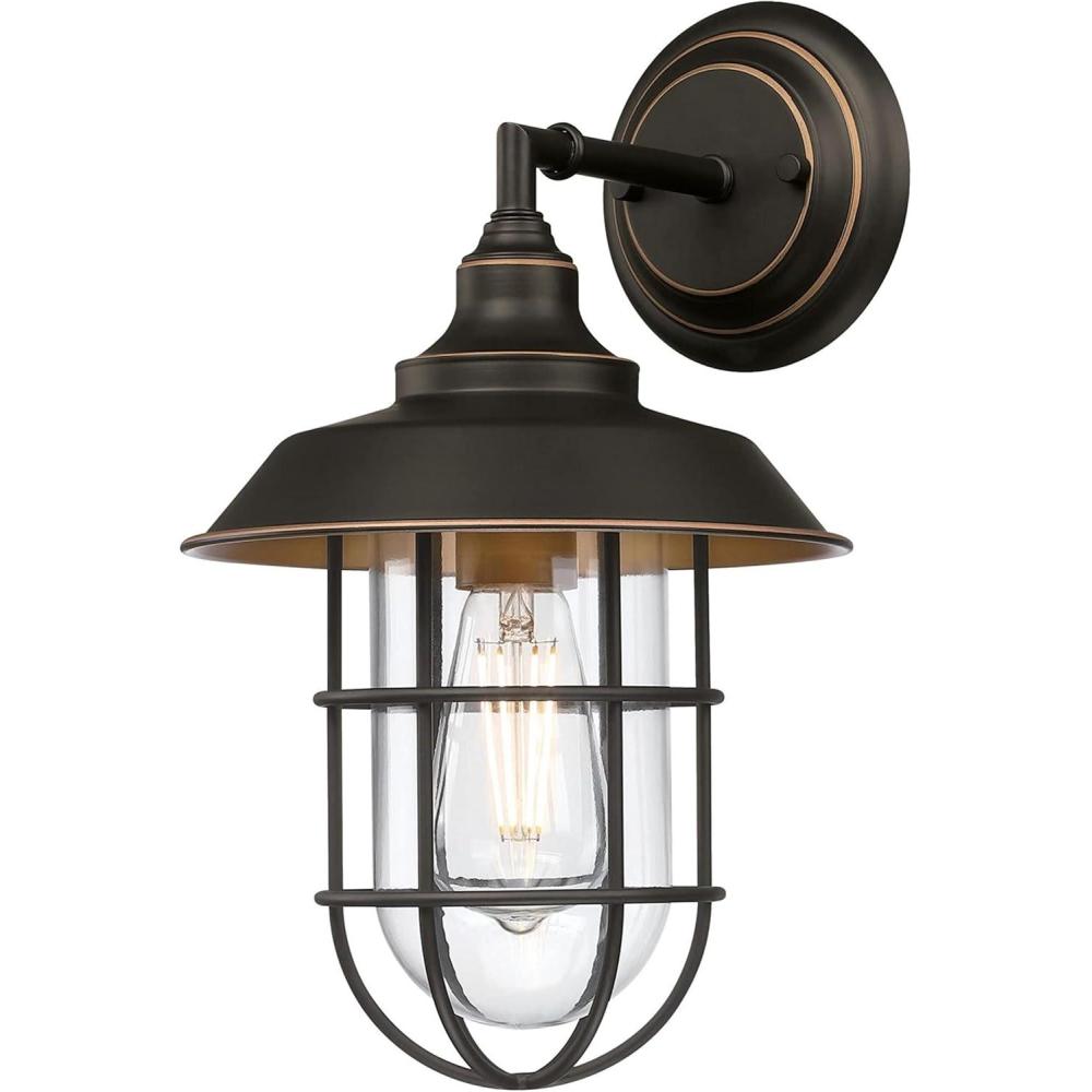 image:imageWestinghouse 6121600 Iron Hill VintageStyle One Light Outdoor Wall Fixture BlackBronze Finish with Highlights Clear Glass 9Inch9Inch