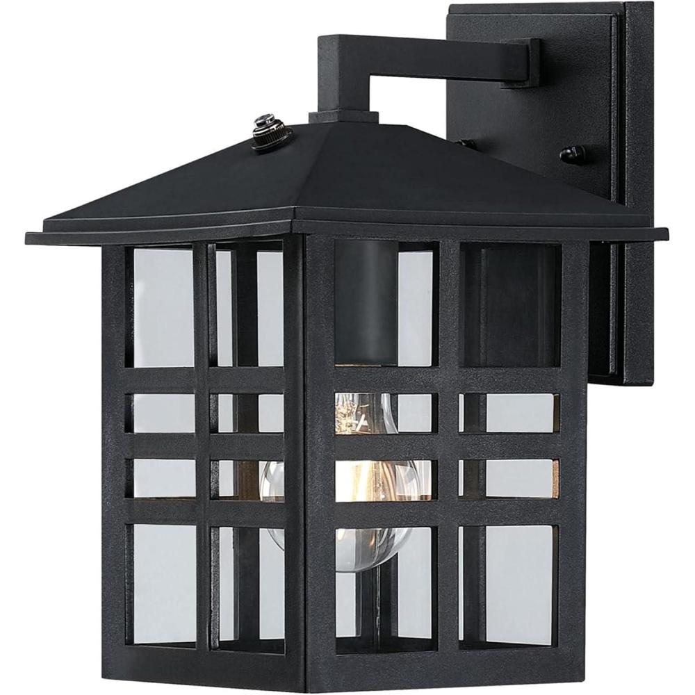 image:imageWestinghouse 6123100 Caliste Traditional One Light Outdoor Wall Fixture with Dusk to Dawn Sensor Black Finish Clear Glass