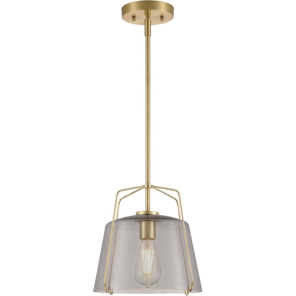 image:imageWestinghouse 6125100 Hallein Transitional One Light Indoor Pendant Champagne Brass Finish Smoke Grey Glass