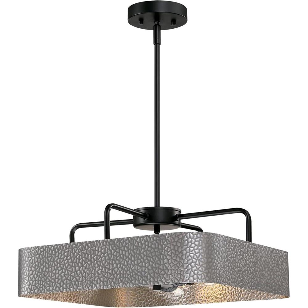 image:imageWestinghouse 6125700 Bexar CraftsmanStyle Three Light Indoor ChandelierSemiFlush Mount Ceiling Fixture Matte Black and Dark Pewter Finish